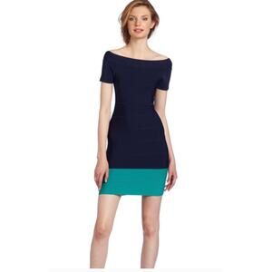 BCBG Max Azria Bandage Bodycon Kisha Navy and Teal Dress